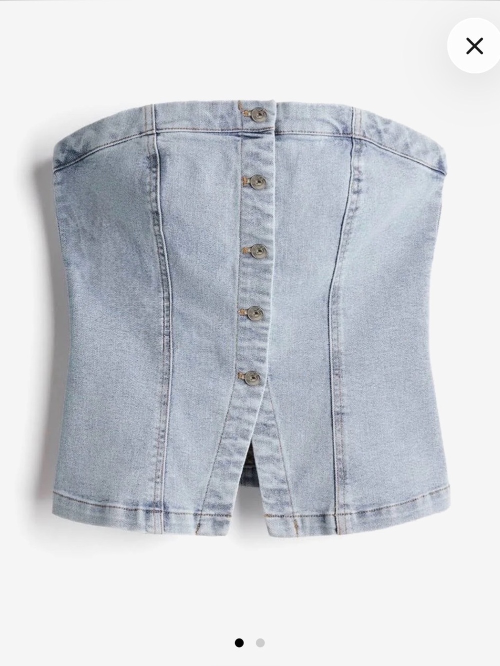 H&M Light Blue Strapless Denim Button-Front Tube Top
